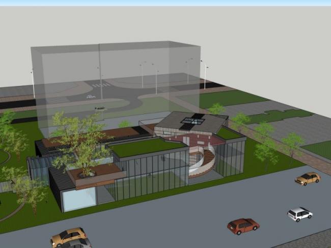 Sketchup商业模型|多层售楼部，现代风格，商业建筑