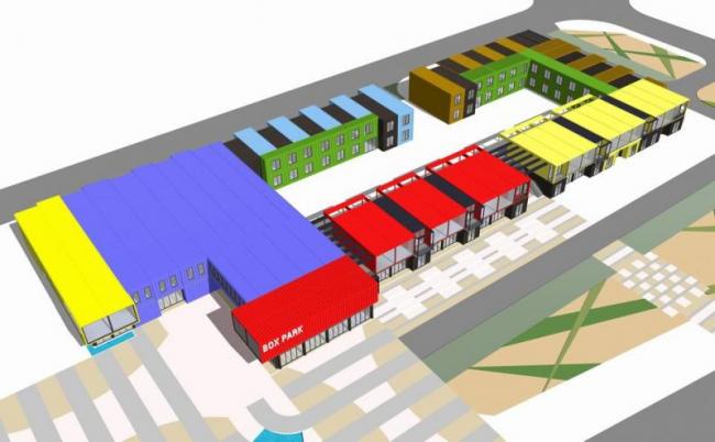 Sketchup办公模型|集装箱办公楼，现代风格