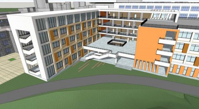 Sketchup学校模型|多层学校中学小学，教育建筑，现代风格
