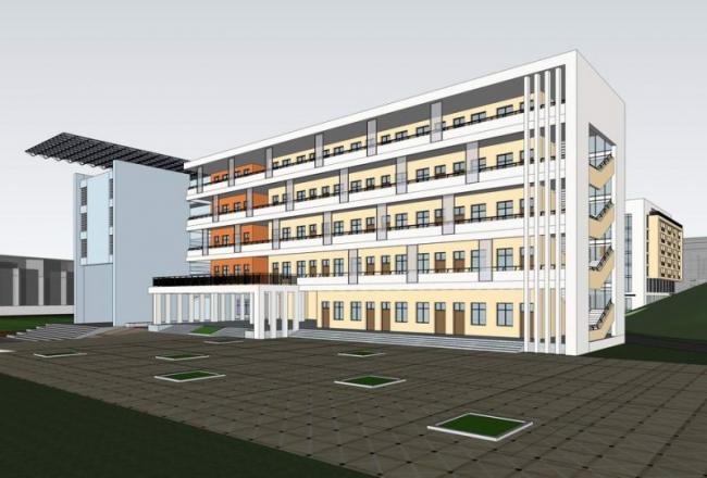 Sketchup学校模型|多层学校中学小学，教育建筑，现代风格