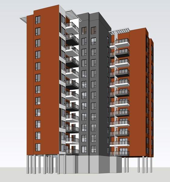 Sketchup住宅模型|中高层住宅，现代风格，居住建筑