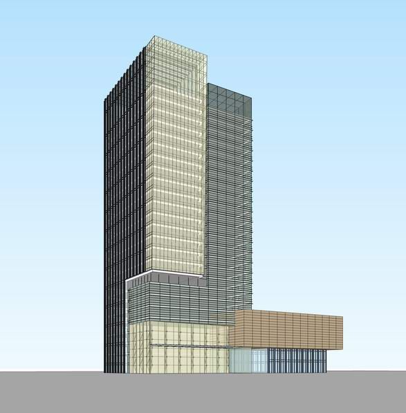 Sketchup办公模型|高层办公楼写字楼，现代风格