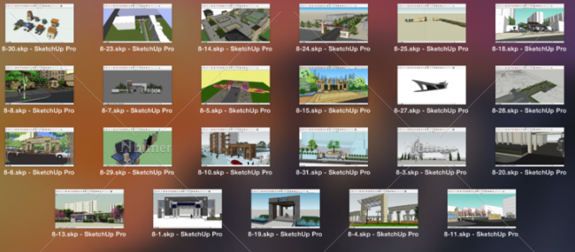 Sketchup素材模型|200个SU小区大门模型素材组件