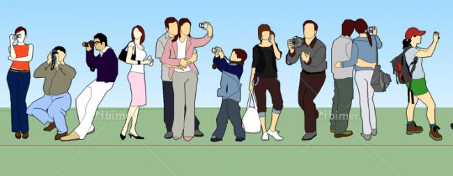 Sketchup素材模型|海滩度假2DSU配景人物模型素材组件