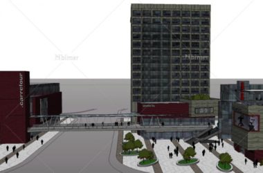 Sketchup综合体模型|多层高层混合综合体，商业步行街，现代风格-BIM建筑网