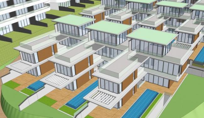 Sketchup酒店模型|高层滨海别墅酒店，现代风格