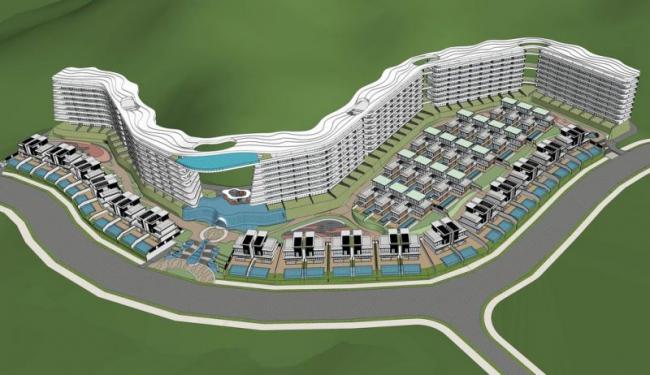 Sketchup酒店模型|高层滨海别墅酒店，现代风格