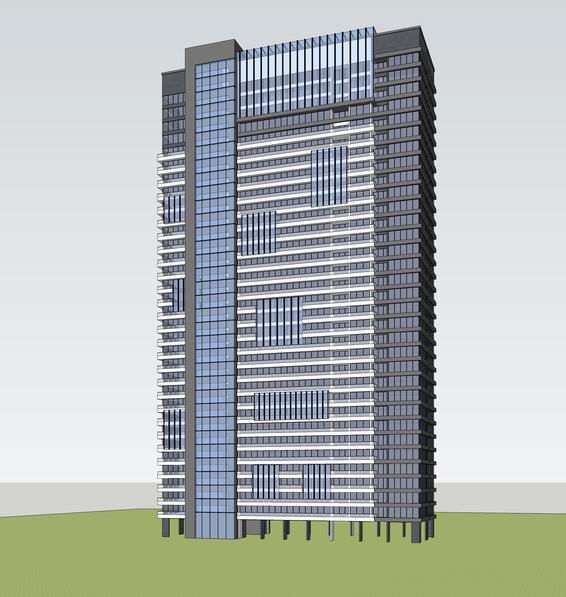 Sketchup住宅模型|高层公寓，现代风格，居住建筑