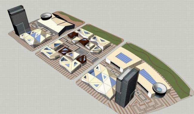 Sketchup综合体模型|多高层混合商业综合体，现代风格