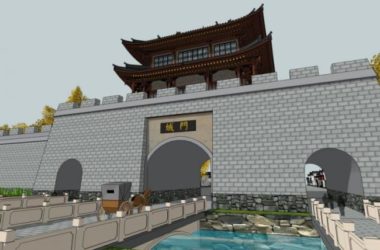 Sketchup景观模型|城墙景观，中式风格，古建-BIM建筑网