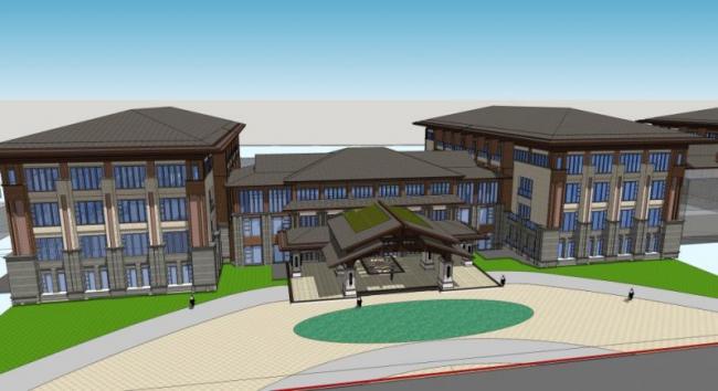 Sketchup酒店模型|多层酒店，中式风格