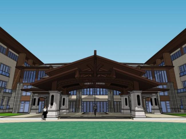 Sketchup酒店模型|多层酒店，中式风格