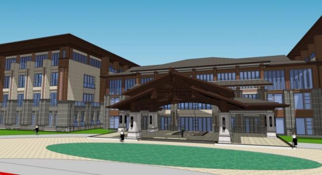 Sketchup酒店模型|多层酒店，中式风格