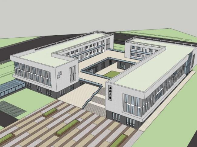 Sketchup学校模型|多层学校教学楼，教育建筑，现代风格