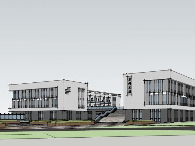 Sketchup学校模型|多层学校教学楼，教育建筑，现代风格