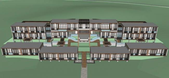 Sketchup酒店模型|多层度假村酒店，新中式风格