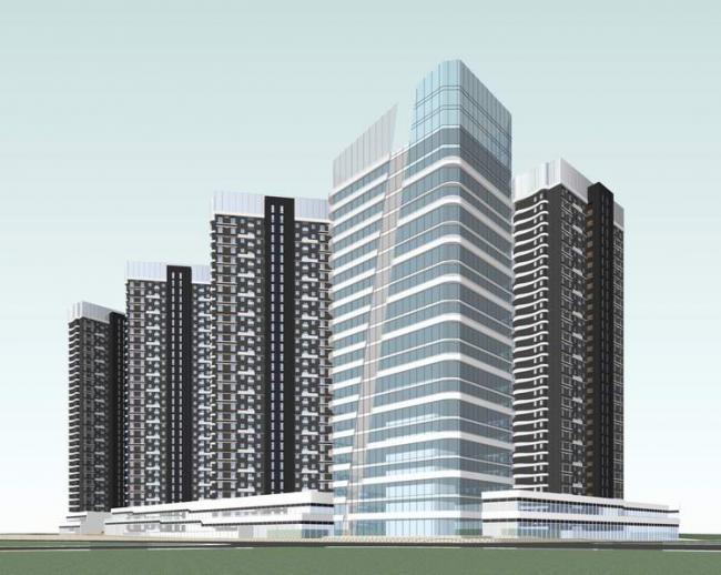 Sketchup住宅模型|高层住宅和办公楼，现代风格