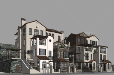 Sketchup住宅模型|小高层住宅，英式古典风格，居住建筑-BIM建筑网