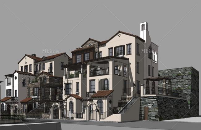 Sketchup住宅模型|小高层住宅，英式古典风格，居住建筑