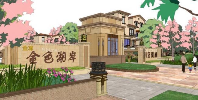 Sketchup住宅模型|多层住宅小区，地中海风格古典风格，居住建筑