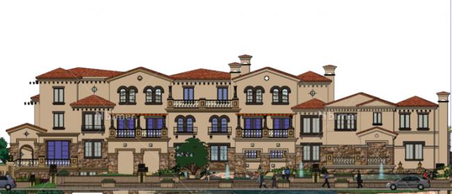 Sketchup住宅模型|多层住宅小区，地中海风格古典风格，居住建筑