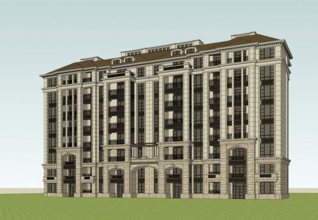 Sketchup住宅模型|中高层住宅，法式风格，古典风格