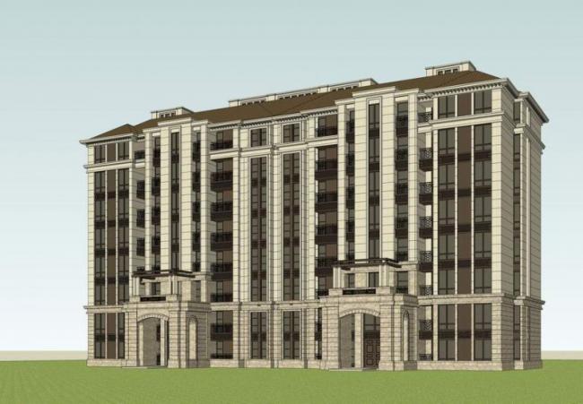 Sketchup住宅模型|中高层住宅，法式风格，古典风格