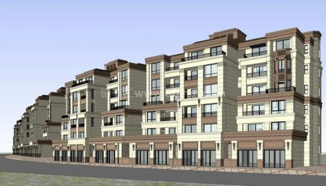 Sketchup住宅模型|多层住宅，居住建筑，法式风格，古典风格