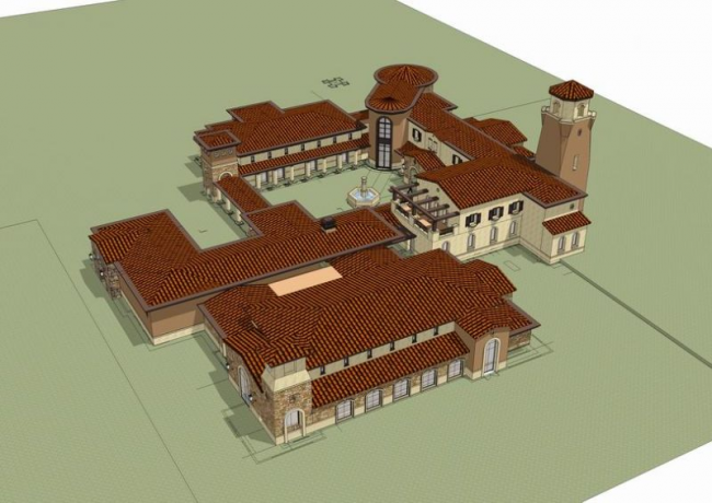 Sketchup商业模型|多层会所，西班牙风格，古典风格，商业建筑