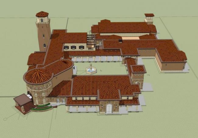 Sketchup商业模型|多层会所，西班牙风格，古典风格，商业建筑