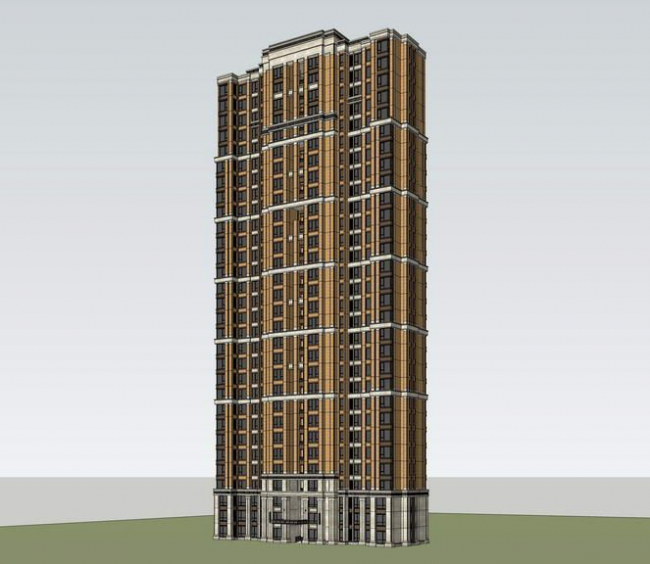 Sketchup住宅模型|高层住宅，新古典风格，居住建筑