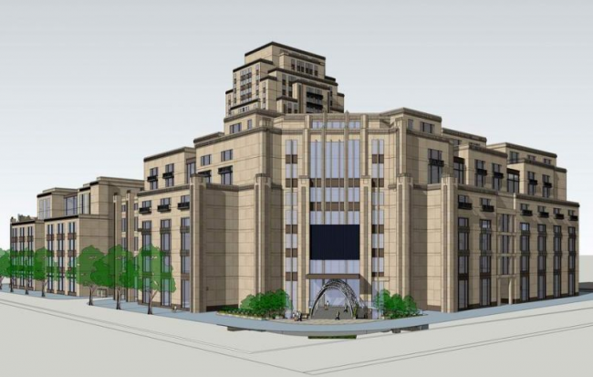 Sketchup办公模型|多层高层混合办公楼，新古典风格