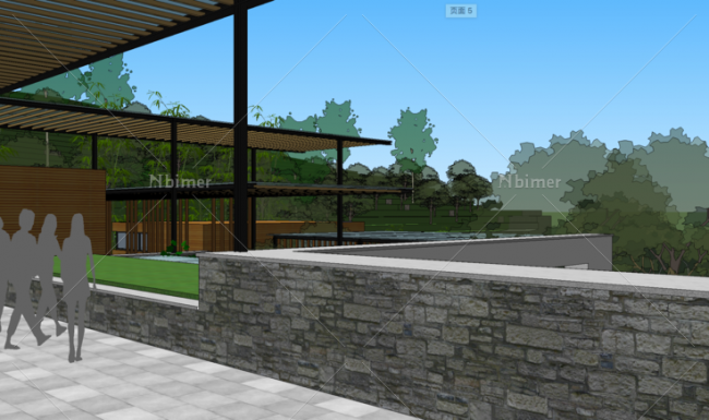 Sketchup商业模型|多层平屋顶山地会所，现代风格