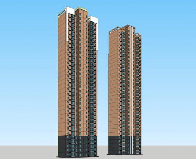 Sketchup住宅模型|超高层住宅，现代风格，居住建筑