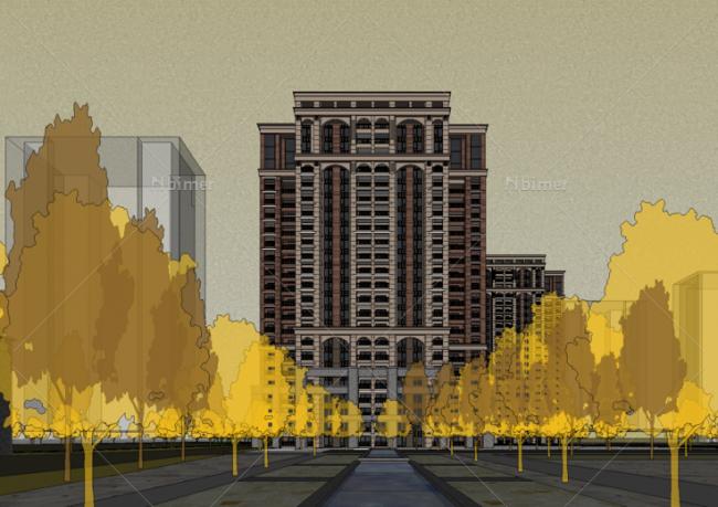 Sketchup住宅模型|高层住宅，法式风格，古典风格，居住建筑