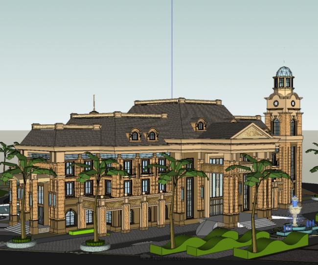 Sketchup商业模型|多层售楼处，会所，欧式风格，法式风格，古典