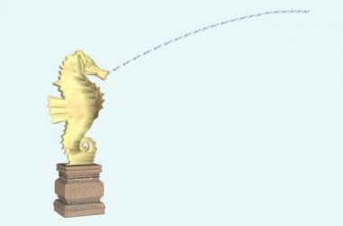 Sketchup素材模型|海马喷水喷泉雕塑su模型素材组件-BIM建筑网