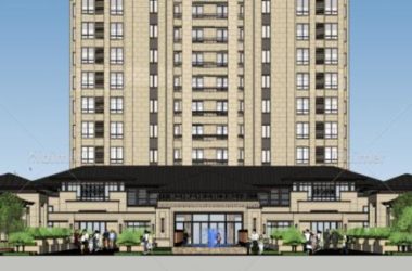 Sketchup商业模型|多层售楼处会所，底商，景观园林，新古典风格-BIM建筑网