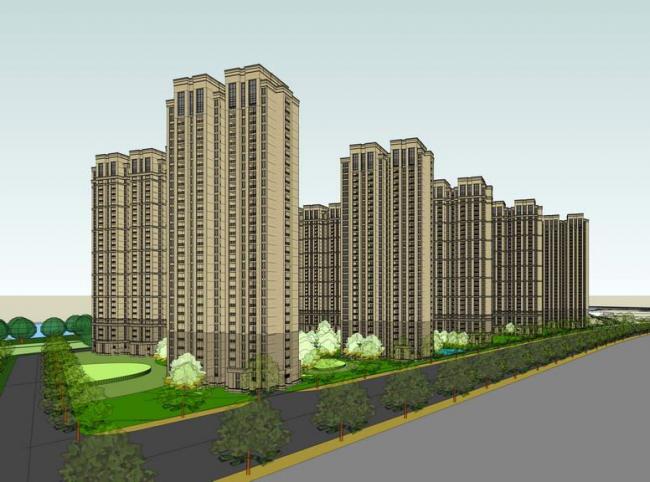 Sketchup住宅模型|高层住宅，居住，新古典风格风格
