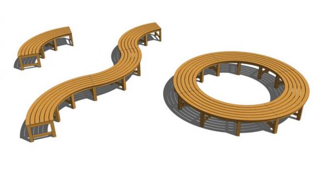 Sketchup素材模型|户外坐凳SU模型素材组件