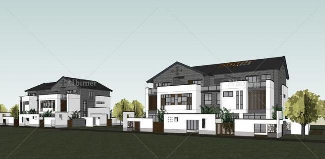 Sketchup住宅模型|多层住宅，叠拼别墅，中式风格，仿古