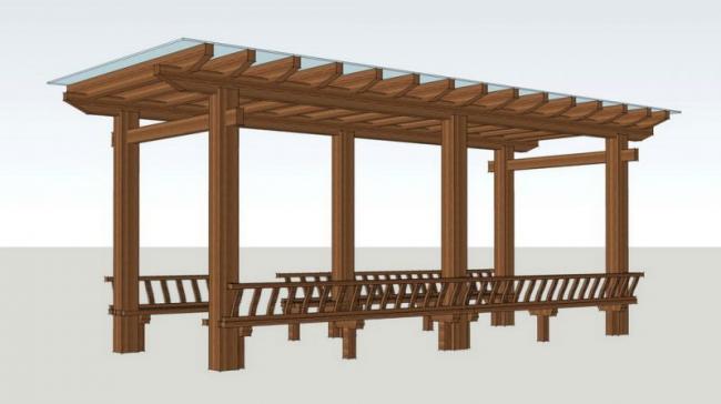 Sketchup素材模型|廊架su模型素材组件古典风格