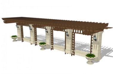 Sketchup素材模型|欧式廊架SU模型素材组件-BIM建筑网