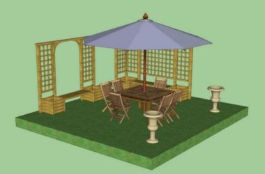 Sketchup素材模型|阳伞座椅椅子组合su模型素材组件-BIM建筑网