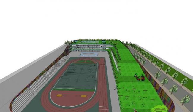 Sketchup学校模型|多层小学校，覆土建筑，教育建筑