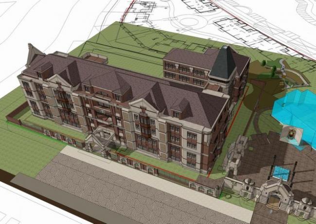 Sketchup学校模型|多层海派风幼儿园学校，古典风格，教育建筑