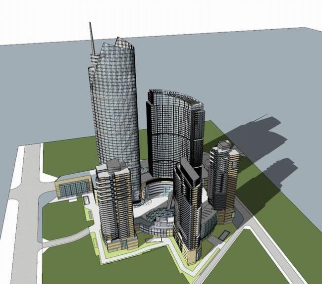 Sketchup办公模型|超高层办公楼，现代风格