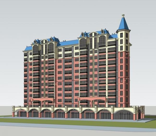 Sketchup住宅模型|高层住宅，居住建筑，英式风格，古典风格