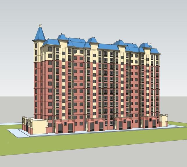 Sketchup住宅模型|高层住宅，居住建筑，英式风格，古典风格