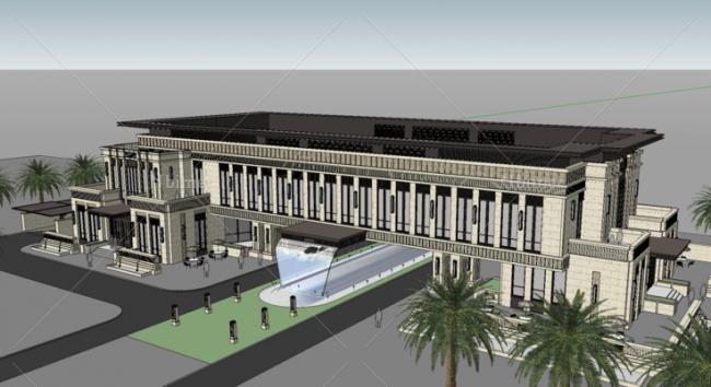 Sketchup商业模型|多层会所，古典风格，商业建筑